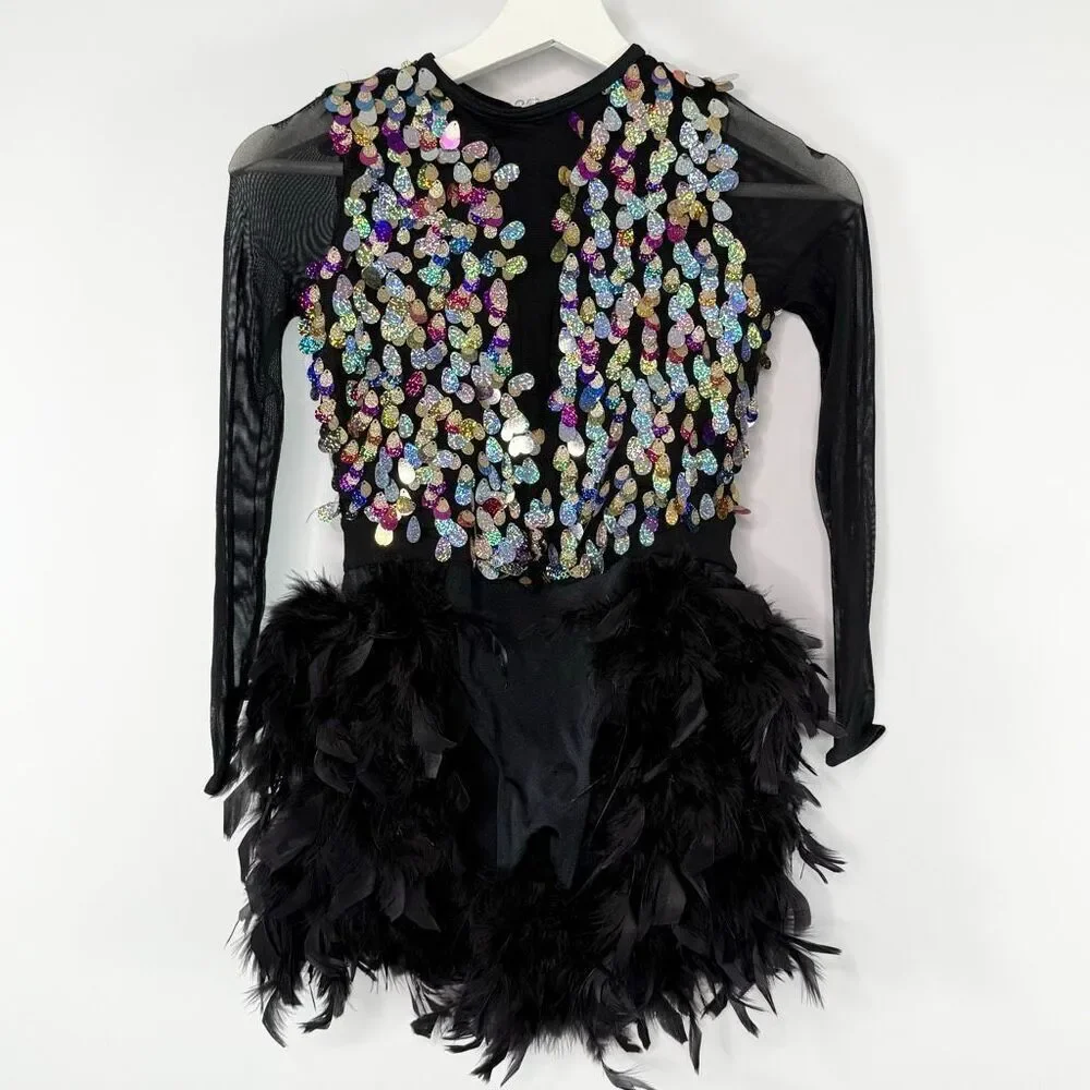 Weissman Sequin Leotard With Feather Skirt - US Size Medium Child (MC) Style 118